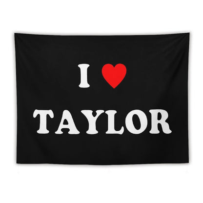 I Love Taylor Heart Tapestry