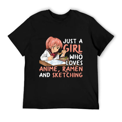 Just A Girl Who Loves Anime Ramen And Sketching Japan Anime  Lightweight T-Shirt