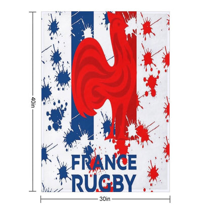 France RUGBY Plaid Throw Blanket