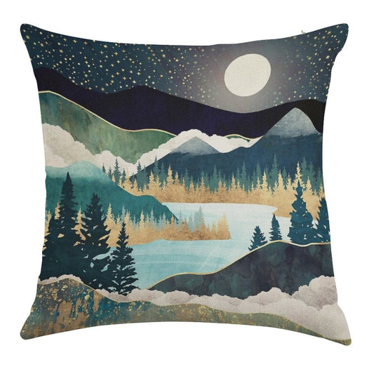 Star Lake Linen Throw Pillow Cover