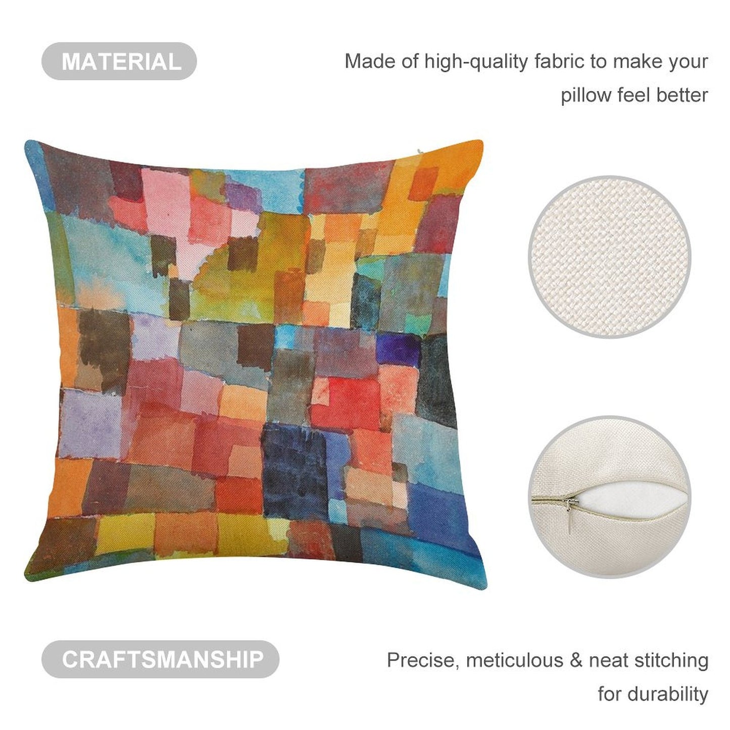 Raumarchitekturen, Paul Klee Linen Throw Pillow Cover