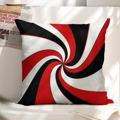 Red, Black And White Twist Design Linen Throw Pillow Cover