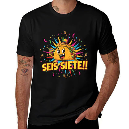 Cinco De Mayo Funny Taco 67 Mexican SEIS Siete Meme Party  Wrinkle-resistant T-Shirt