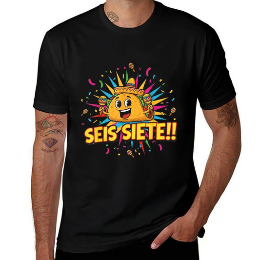 Cinco De Mayo Funny Taco 67 Mexican SEIS Siete Meme Party  Wrinkle-resistant T-Shirt