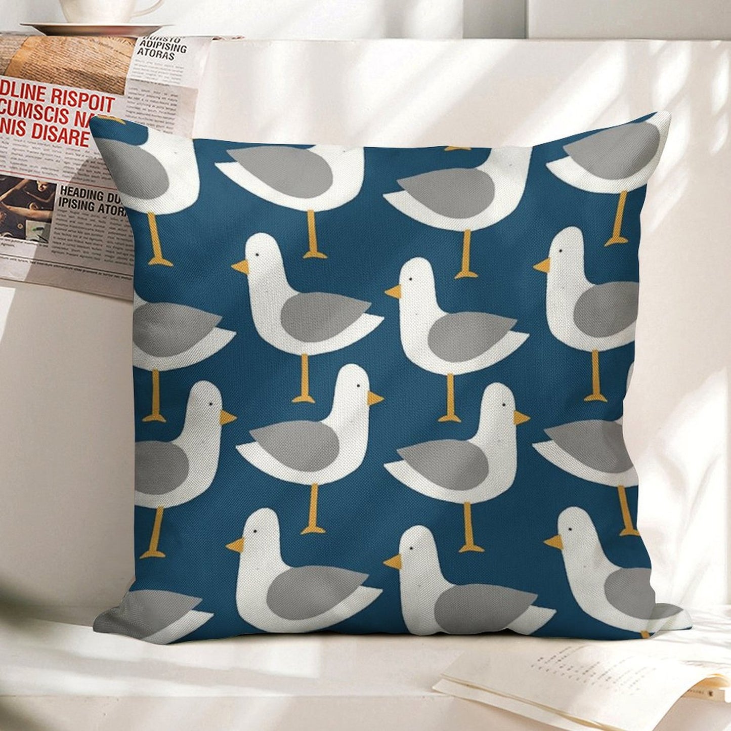 Seagull 4.0 Linen Throw Pillow Cover