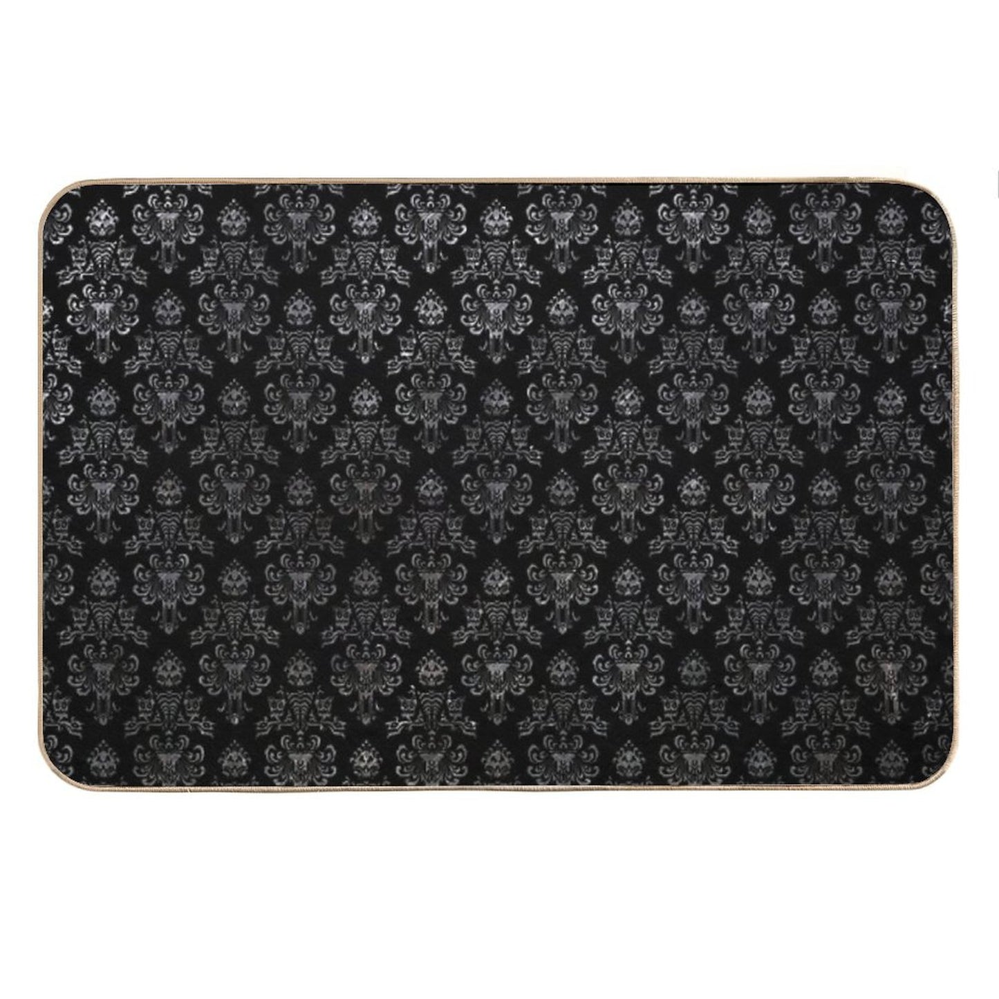 Haunted Mansion Wallpaper Black And Silver Bath Mat