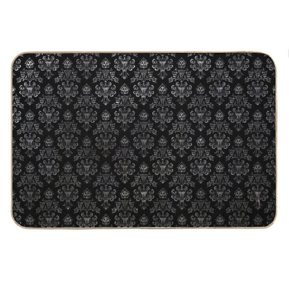 Haunted Mansion Wallpaper Black And Silver Bath Mat