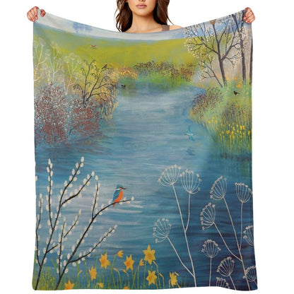 Spring at Kingfisher Pool Throw Blanket