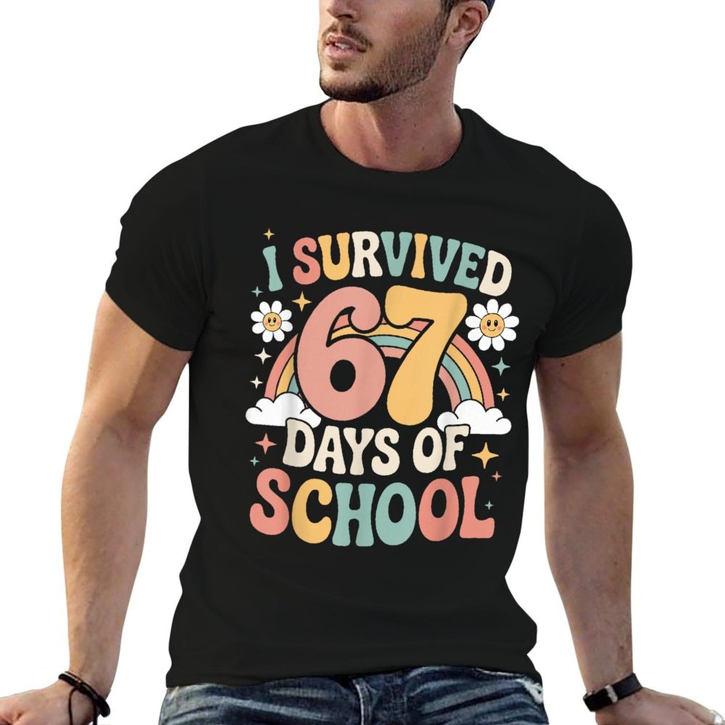 I Survived 67 Days of School - Funny Teachers Students Meme  Stretchy T-Shirt