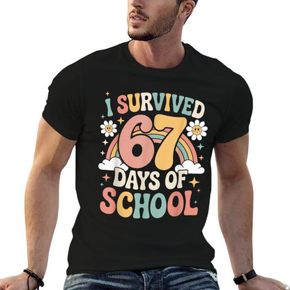 I Survived 67 Days of School - Funny Teachers Students Meme  Stretchy T-Shirt