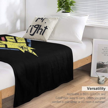 Gold, Red And Blue Star - Grunge - Distressed Throw Blanket