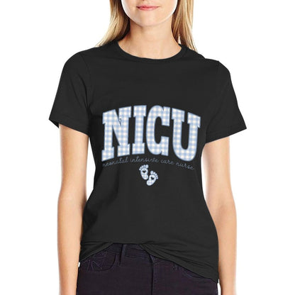 Women NICU Neonatal Intensive Care Nurse NICU Nurse Gingham T-Shirt
