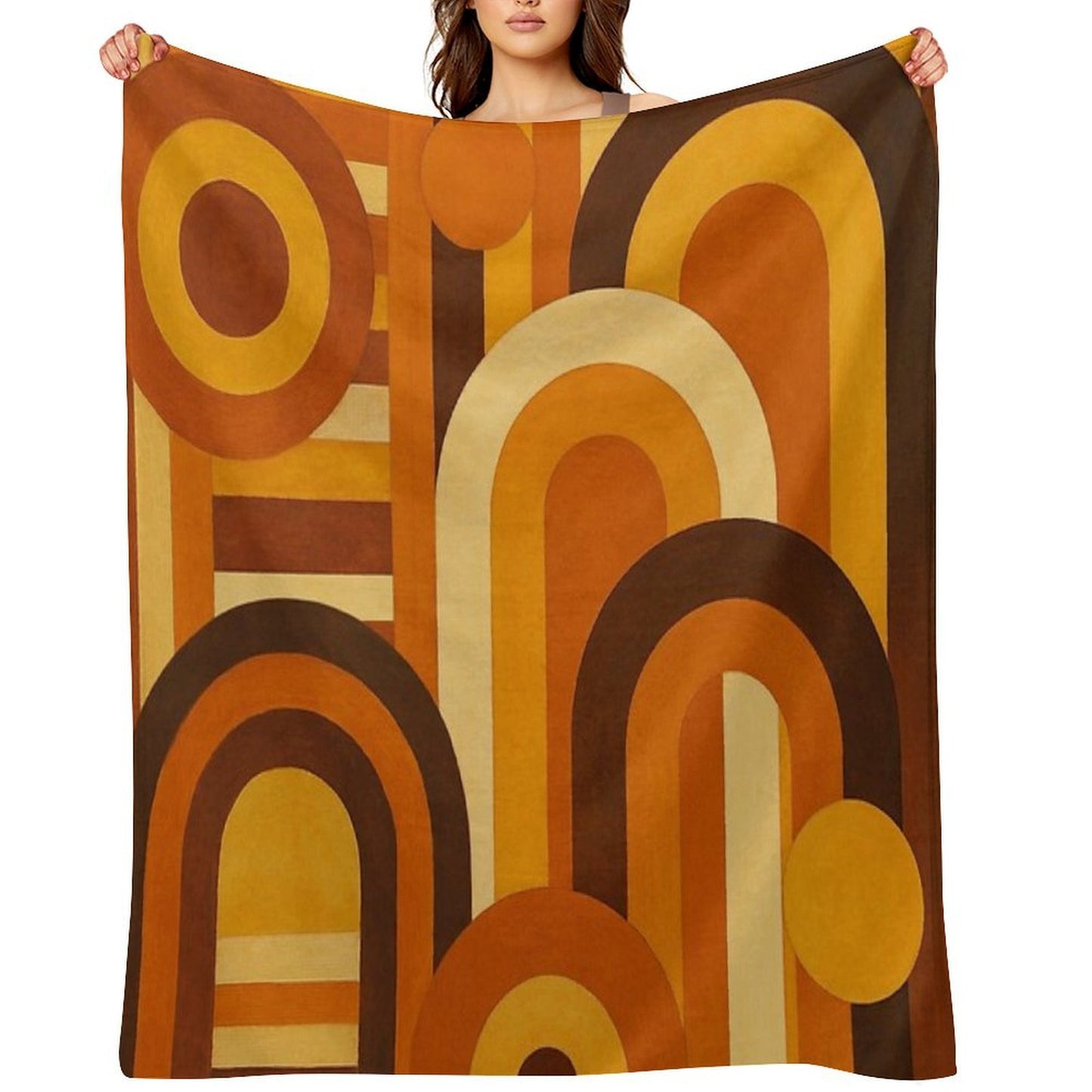Arches And Sunspots Retro MCM Geometric Design Throw Blanket