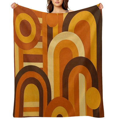 Arches And Sunspots Retro MCM Geometric Design Throw Blanket