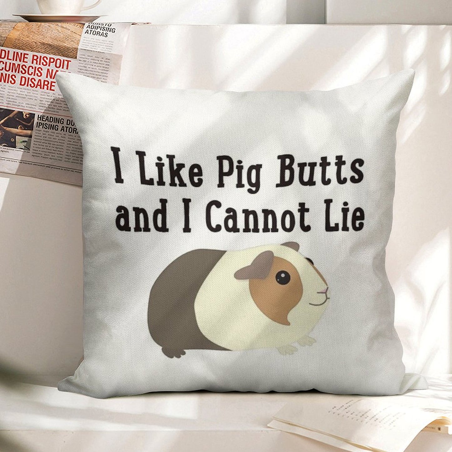 Guinea Pig Butts Linen Throw Pillow Cover