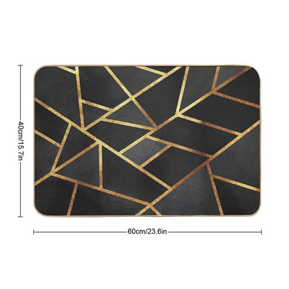 Black Gold Stone Geometric Bath Mat