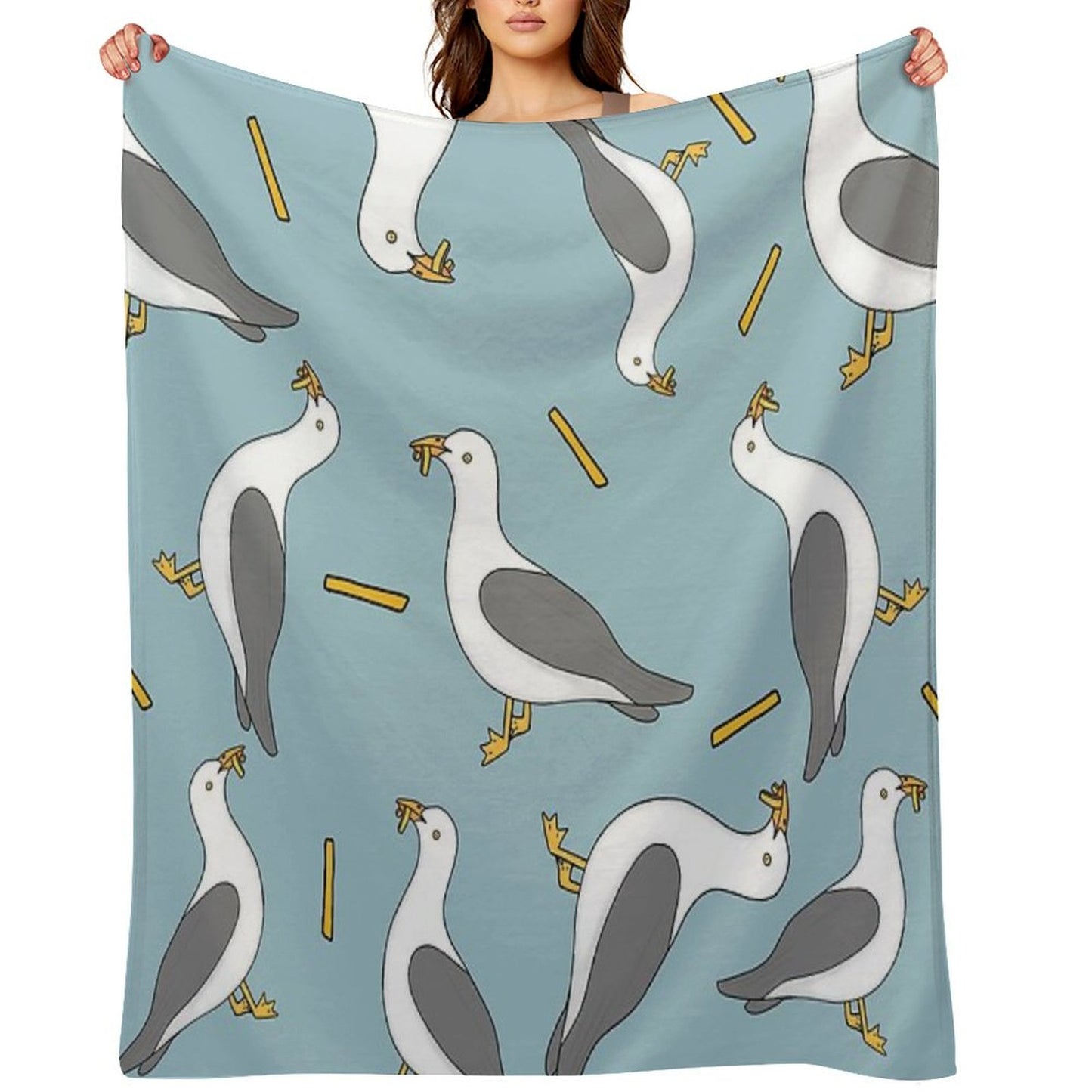 Seagull And Chips Throw Blanket
