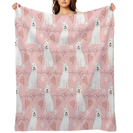 LOVE White German Shepherd Throw Blanket