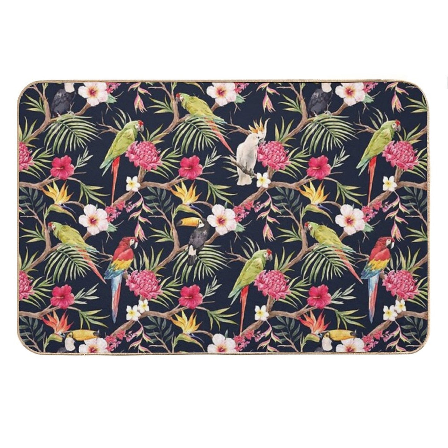 Tropical Parrot And Toucan Bath Mat