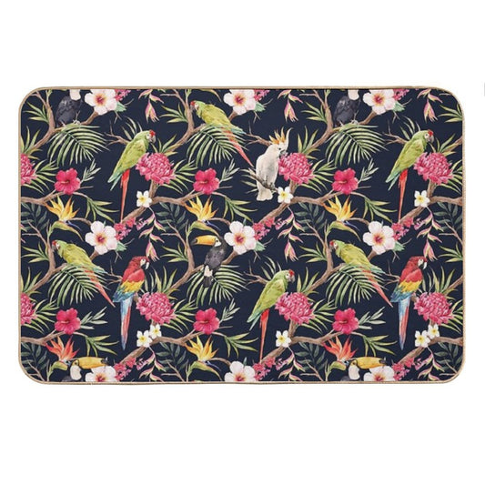 Tropical Parrot And Toucan Bath Mat