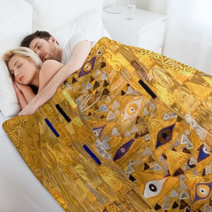Adele Bloch-Bauer I - Detail by Gustav Klimt Gold Throw Blanket