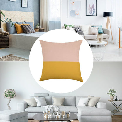 Blush Pink And Mustard Yellow Minimalist Color Block 2 Linen Throw Pillow Cover