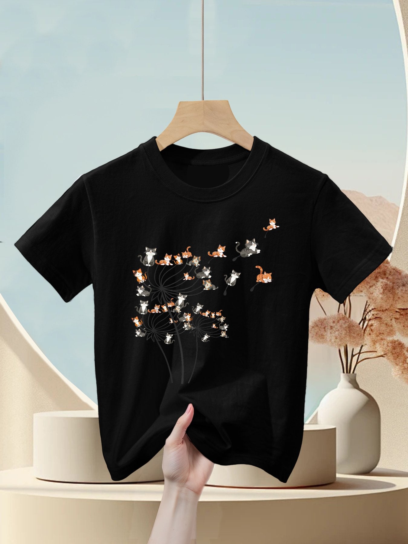 Cat Cats For Women Girls Cute Dandelion Kids T-Shirt