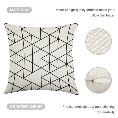 Triangles, Black And White Linen Throw Pillow Cover