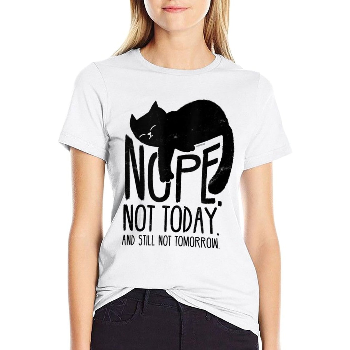 Cat Motive Funny Fun Retro Nope Not Today  Eco-friendly Material T-Shirt