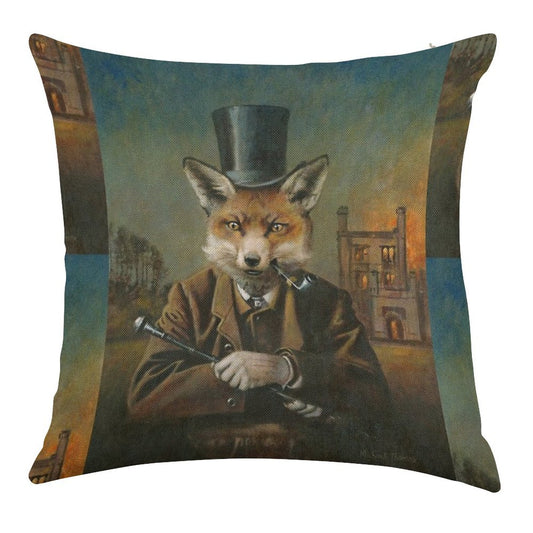 The Dapper Fox Linen Throw Pillow Cover