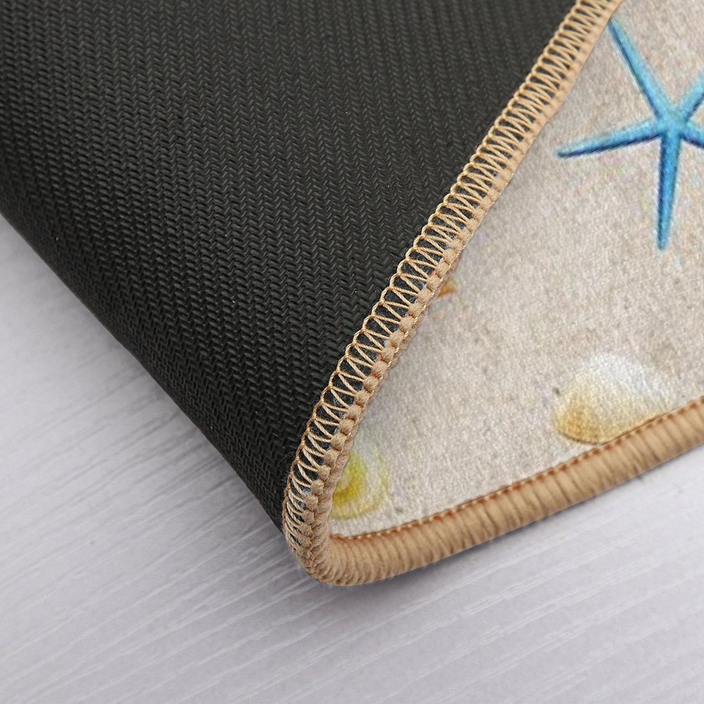 Collection of Shells on Sand And Starfish Bath Mat