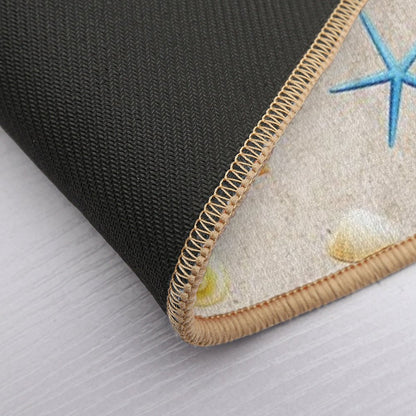 Collection of Shells on Sand And Starfish Bath Mat