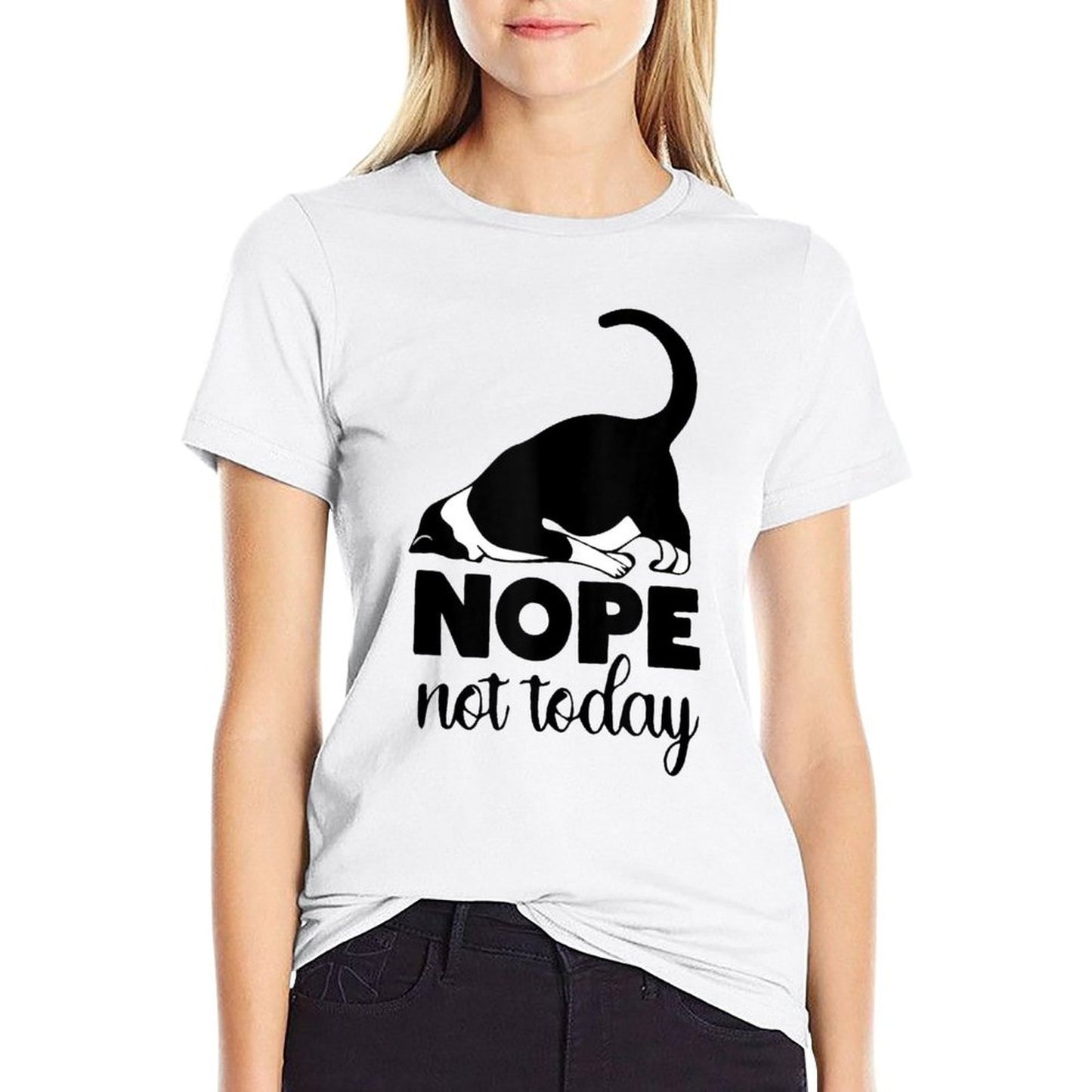 Nope Not Today Cat Funny Kitten Cat Mom Cat Dad Cat Lover  Relaxed-fit T-Shirt