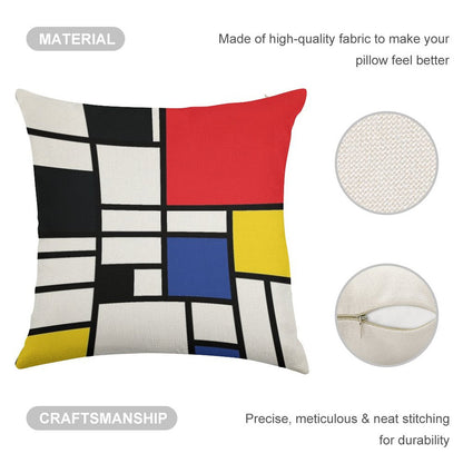 De Stijl #1 Linen Throw Pillow Cover