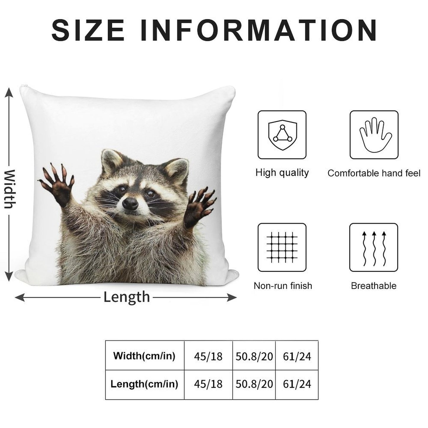 Racoon Soft Luxury Feel Throw Pillow