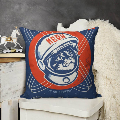BELIEVE! To The Cosmos - Meow, Long Live The Kitty! Linen Throw Pillow Cover