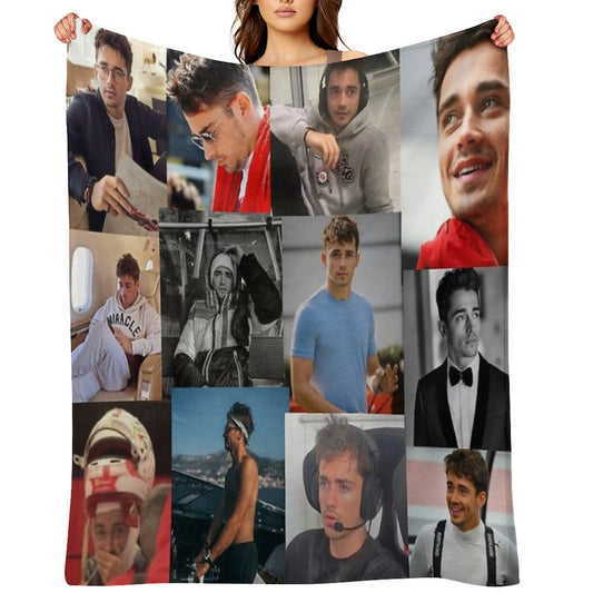 Charles Leclerc Picture Collage Throw Blanket