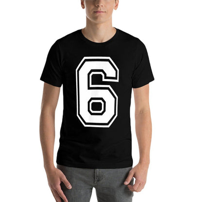 6 Number Six Team Sports Graphic Design Matching Varsity  Ribbed Collar T-Shirt