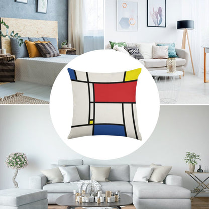Mondrian Minimalist De Stijl Modern Art © Fatfatin Linen Throw Pillow Cover