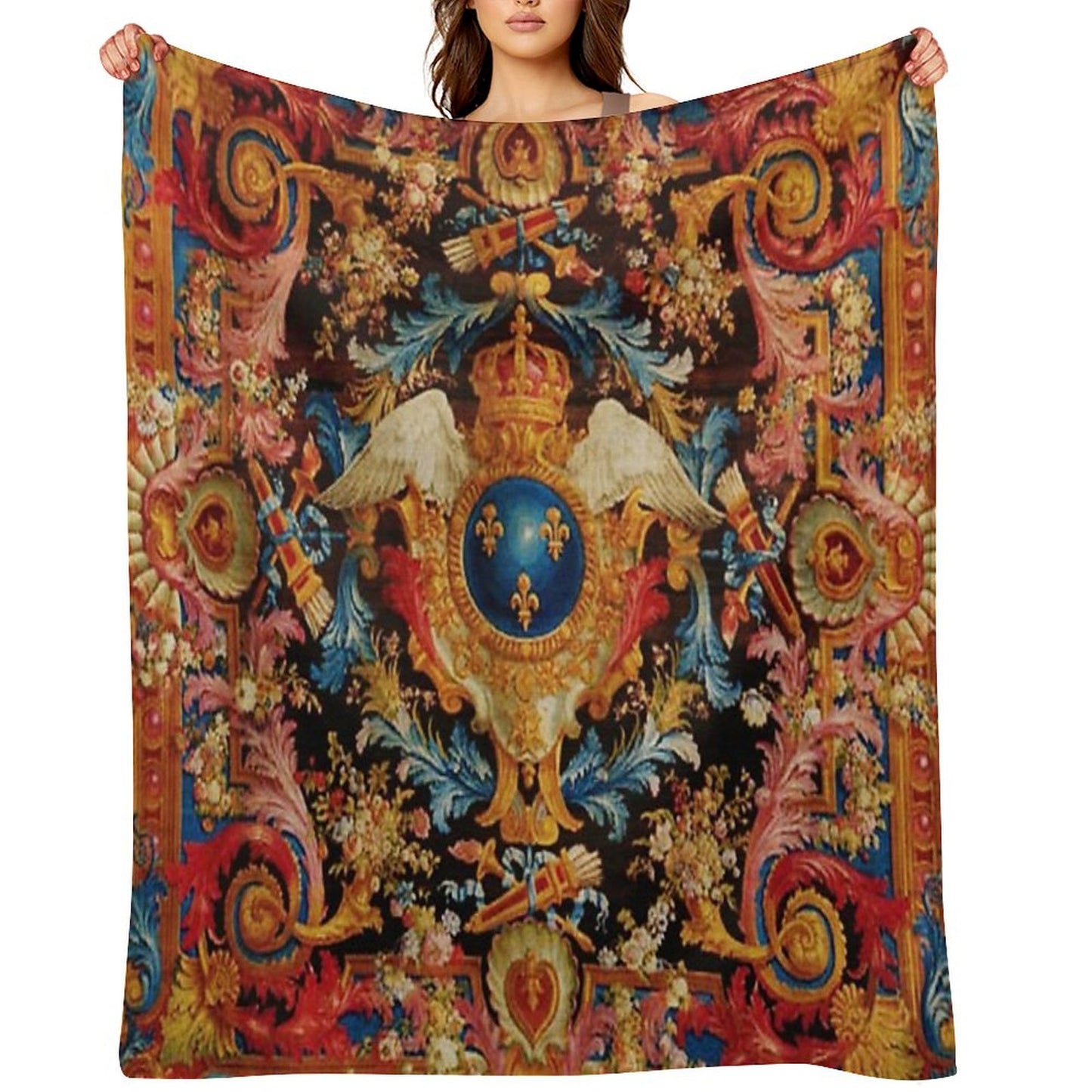 Louis XV Savonnerie French Carpet Print Throw Blanket