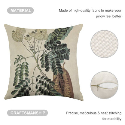 Acacia Vintage Botanical Print Linen Throw Pillow Cover