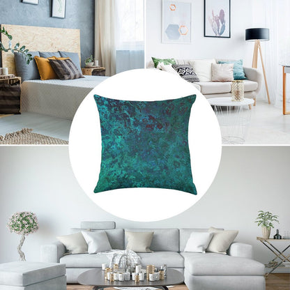 Shimmering Ocean Blue Linen Throw Pillow Cover