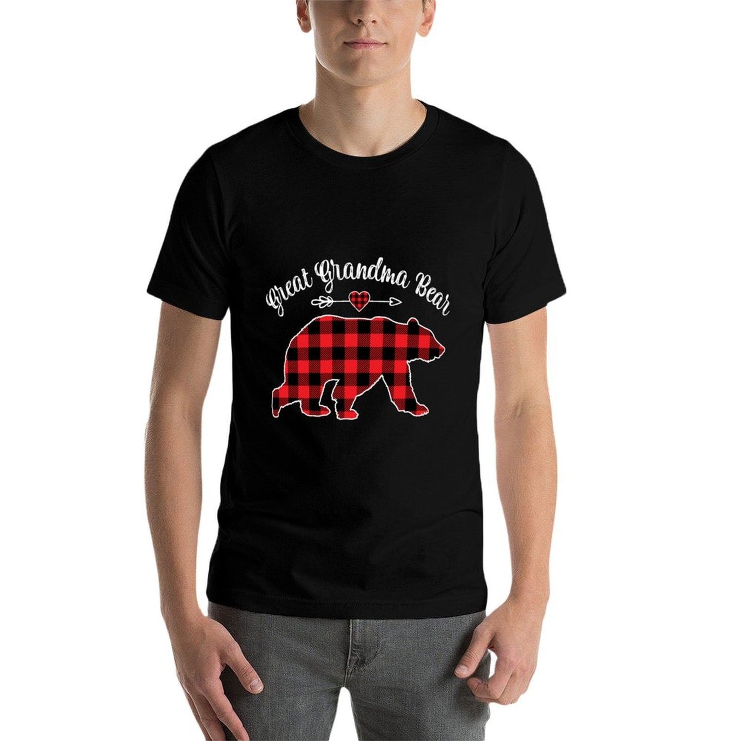 Red Plaid Christmas Costume Great Grandma Bear Ugly Holiday  Trendy Pattern T-Shirt