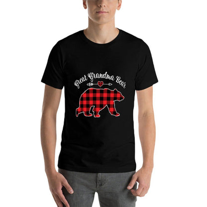 Red Plaid Christmas Costume Great Grandma Bear Ugly Holiday  Trendy Pattern T-Shirt