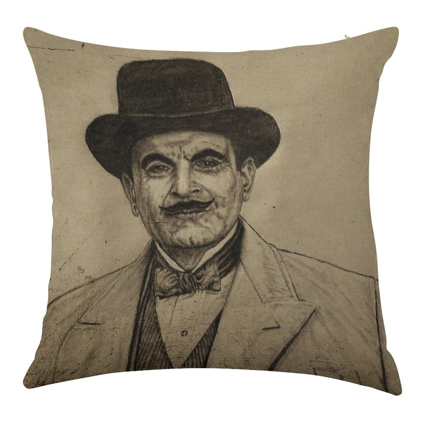 Hercule Poirot (David Suchet) Linen Throw Pillow Cover