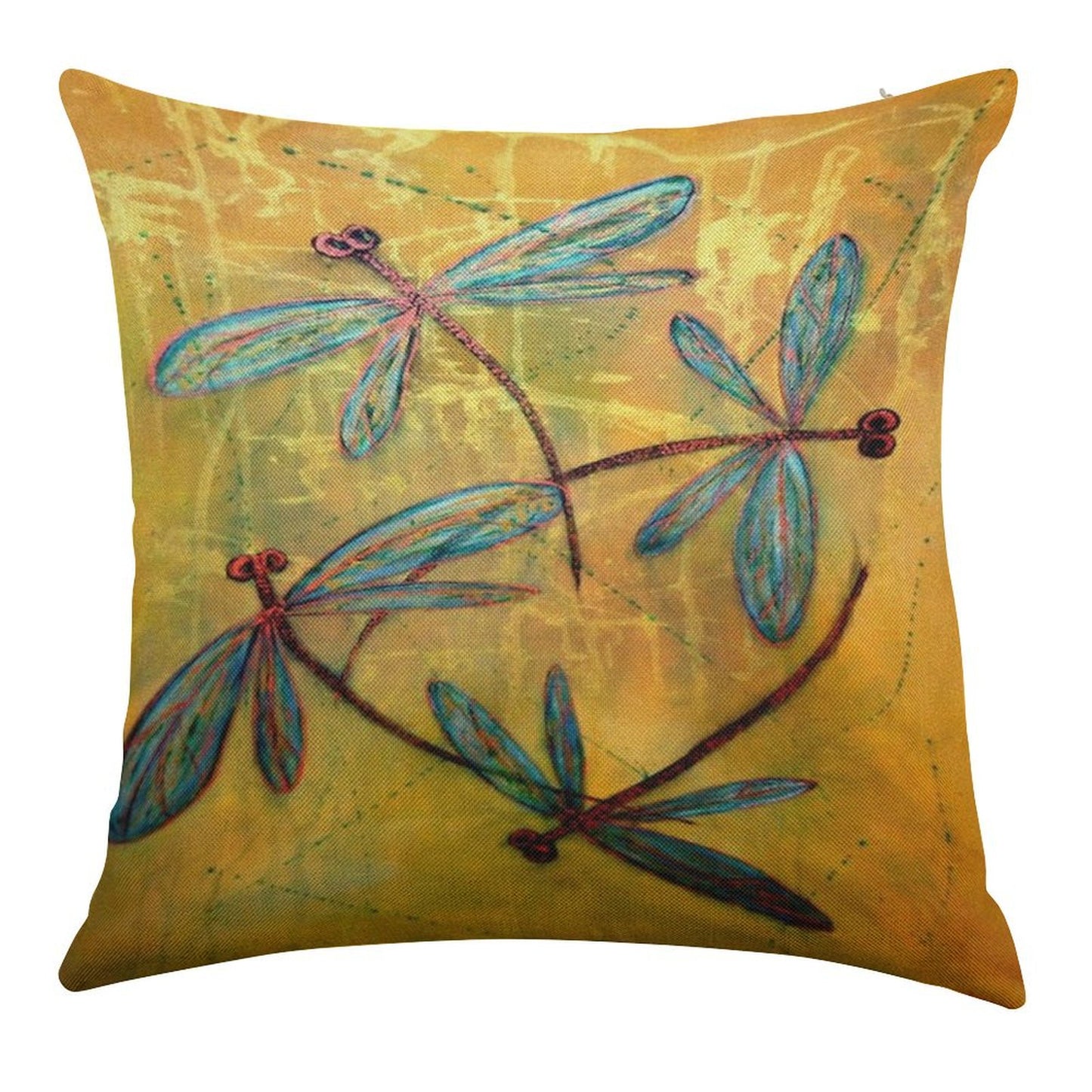 Dragonfly Haze Linen Throw Pillow Cover