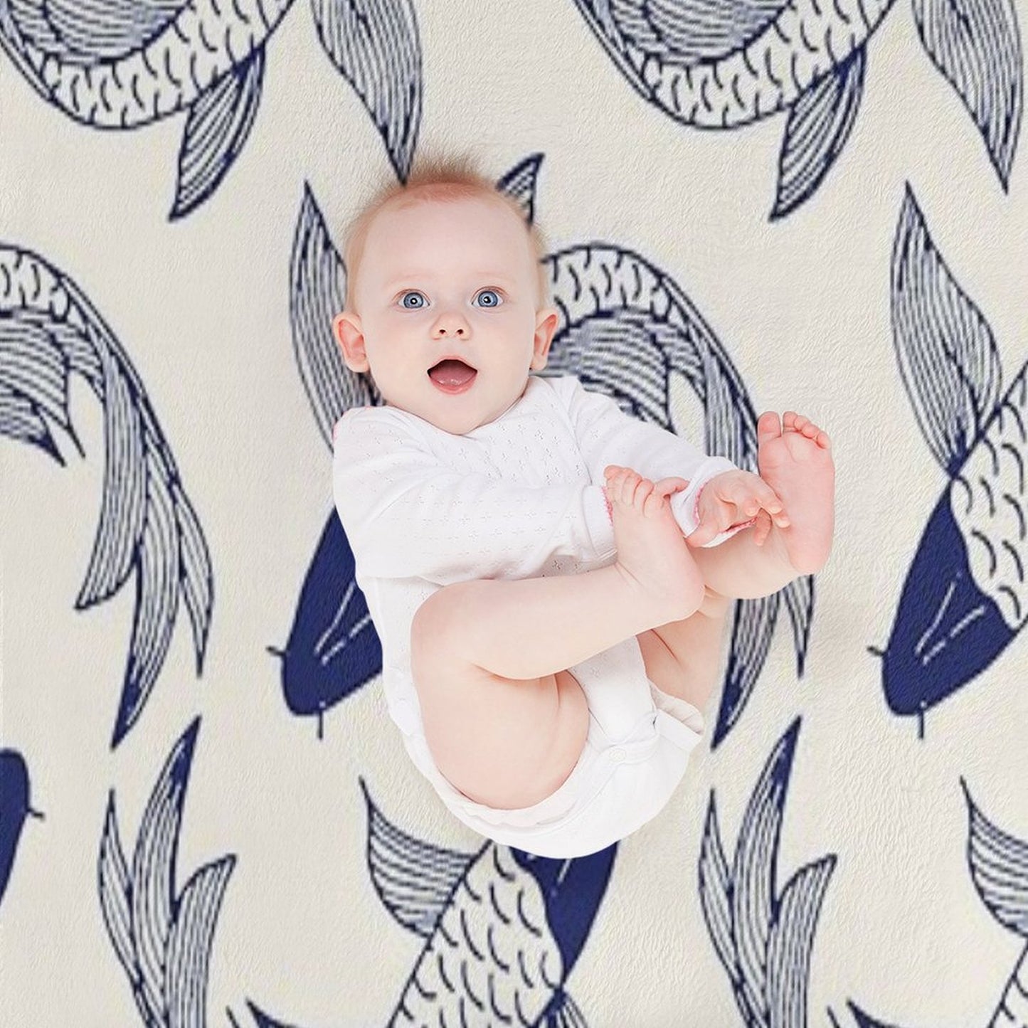 Japanese Koi Fish Pattern Throw Blanket