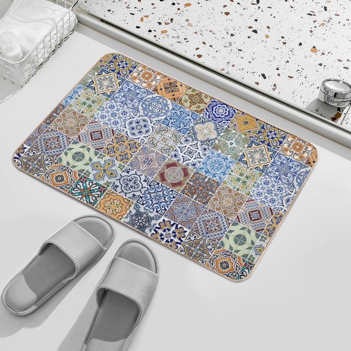 Set of 48 Ceramic Tiles Patterns Bath Mat