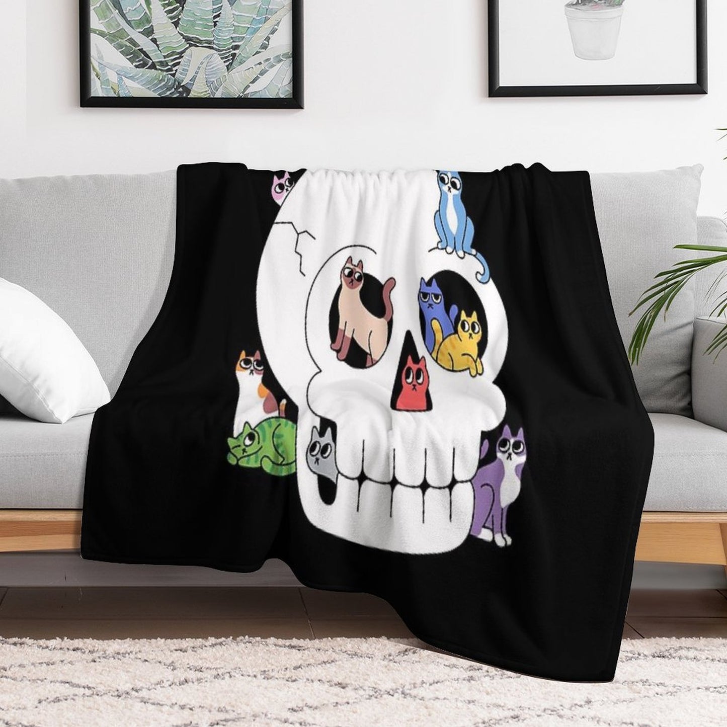 Skull Is Full of Cats Throw Blanket