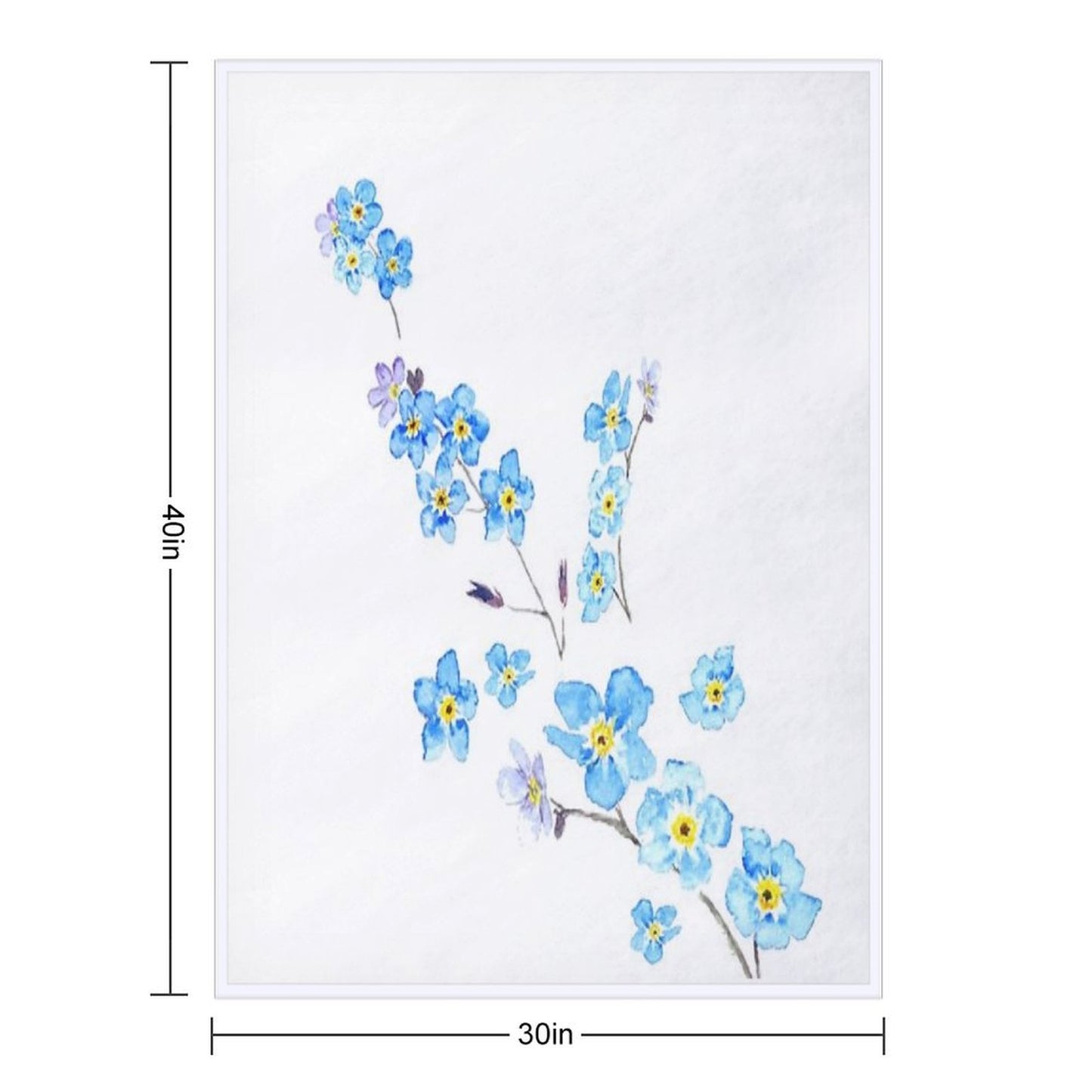 Blue Forget Me Not  Watercolor Painting Throw Blanket
